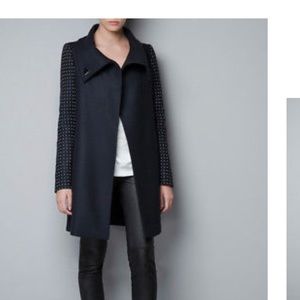 Zara Navy Studded Coat